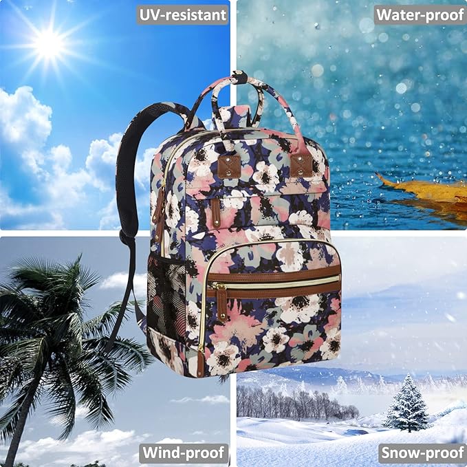 Diaper Bag Backpack Tote for Women Large Capacity, Multifunctional Waterproof Baby Bag with Insulated Pockets For Baby Girl Boy Mama, Maternity Bag Floral Painting