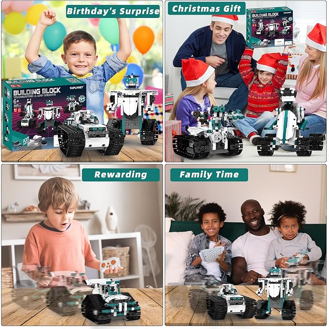 STEM Robot Toys for 8-14, 12 in 1 Remote Control Robotics Toys for Kids, Programmable Building Robot Kit Birthday Present for Science Educational(469 Pcs)