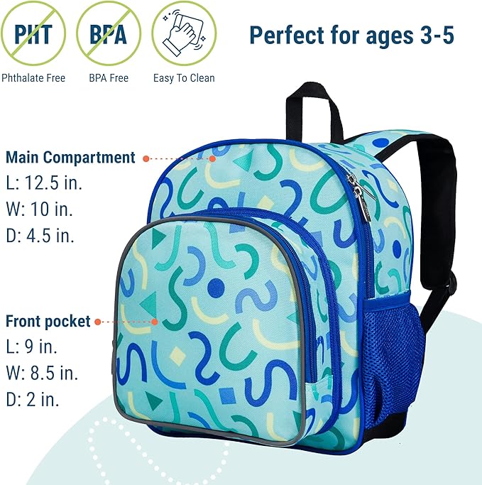Wildkin 12-inch Kids Backpack – Padded, Adjustable, Ideal for Daycare & Travel (Confetti Blue)