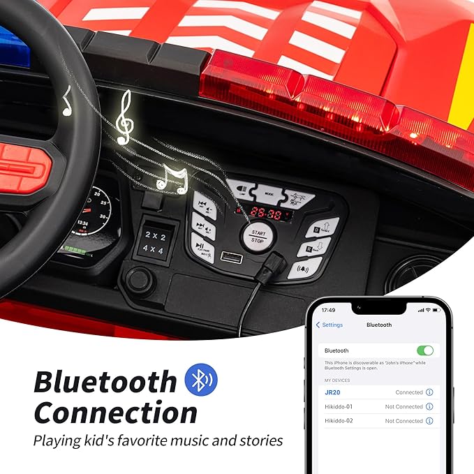 24V 10Ah Electric Police Car Ride on Toy for Big Kids, 4WD 2 Seater Kids Ride on Car SUV w/Remote Control, 4x200W Motors - Red