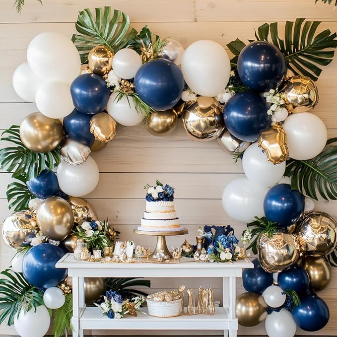 RUBFAC 129pcs Navy Blue Balloons Different Sizes 18 12 10 5 Inch, Latex Balloon Garland Arch Kit for Birthday Party Graduation Baby Shower Wedding Holiday Balloon Decoration