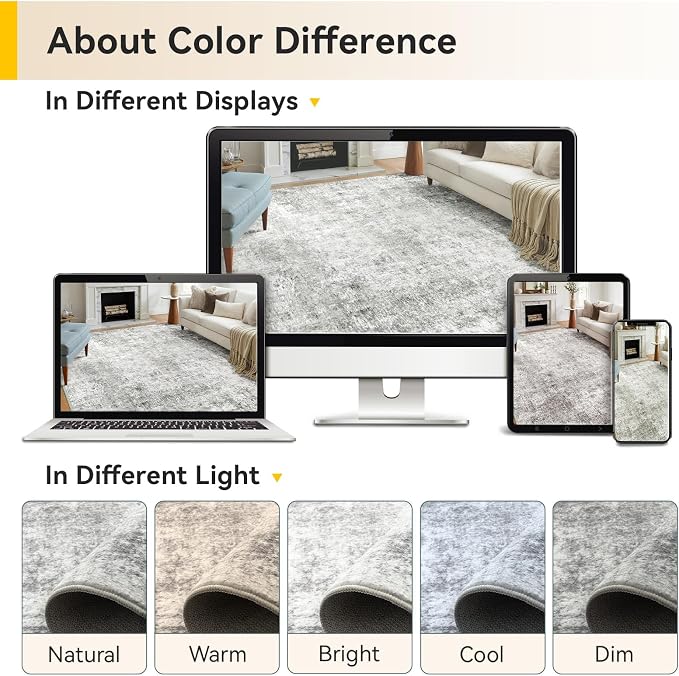 RELEANY Washable Area Rugs 8ft Non-Slip Modern Abstract Soft - Image 9