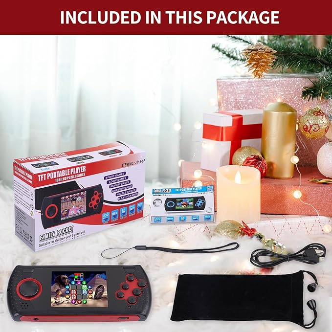 16 Bit Handheld Game for Kids Built-in 230 HD Classic Retro Video Games USB Rechargeable 3.0 Inch Childrens Travel Electronics Toys Portable Gaming Player System Gift for Boys Girls Ages 4-8-12