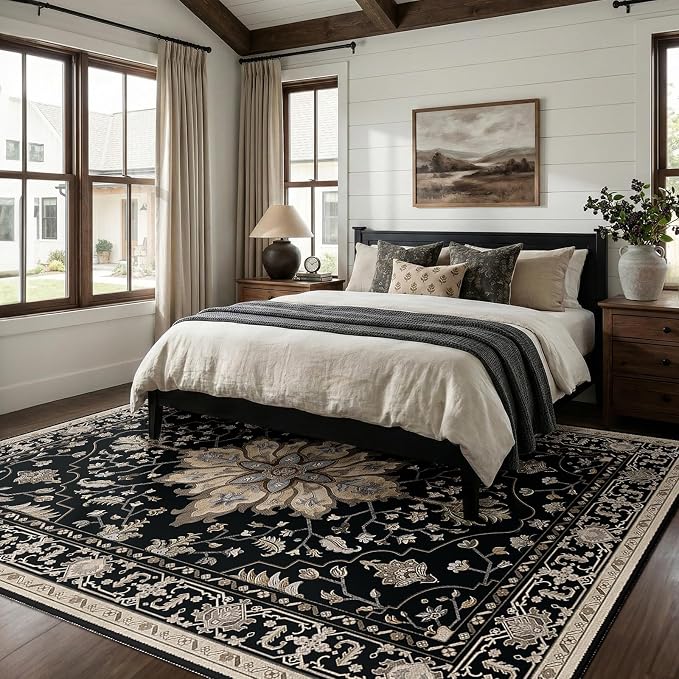 RELEANY Area Rugs 6'x8' Washable Non-Slip, Floral Vintage Distress Print - Image 3