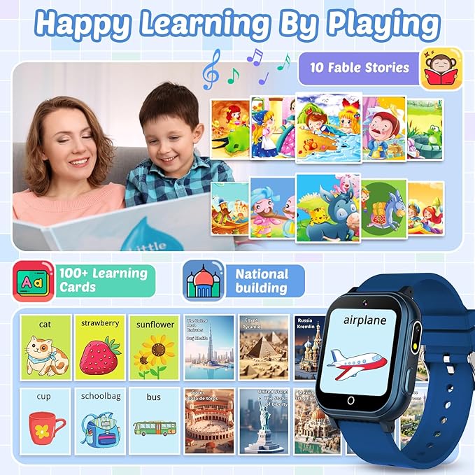 Waterproof Smart Watch for Kids Toys for Boys Age 5-12 with 32 Games, Dual Camera, Habit Tracking, Music Player, Video, Alarm Clock, HD Touchscreen Kids Smart Watch Birthday Gift for 3-12 Year Old