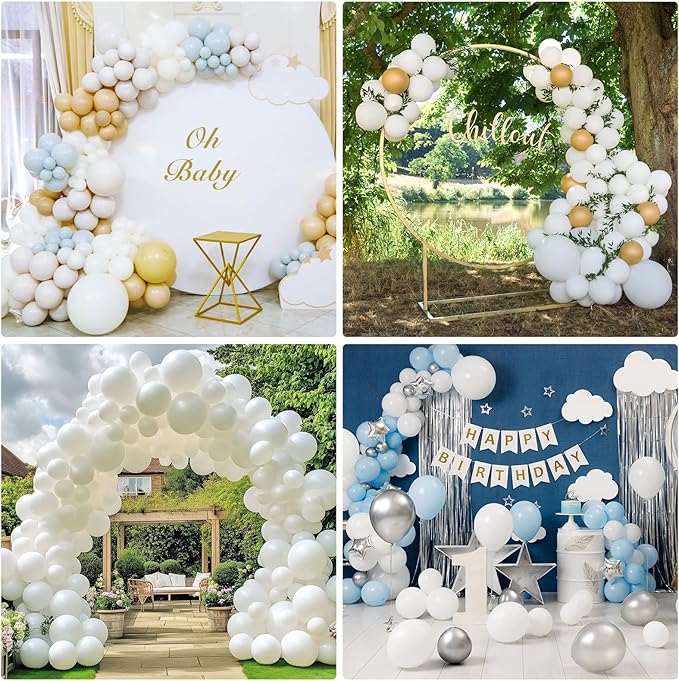 RUBFAC 129pcs White Balloons Different Sizes 18 12 10 5 Inch for Garland Arch,Party Latex Balloons for Birthday Party Wedding Anniversary Baby Shower Party Decoration