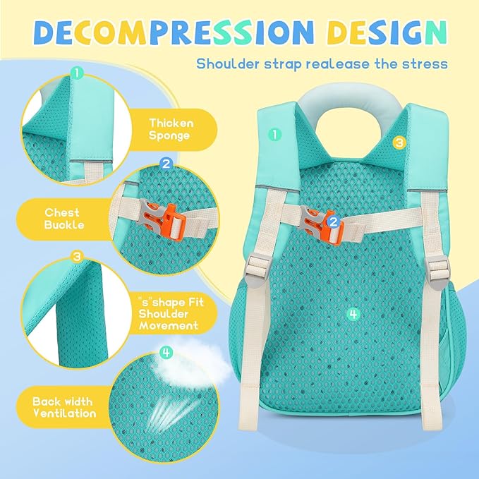 SUN EIGHT Kids Backpack with Plush Toy – Cute & Durable School Bag for Toddlers and Kindergarten