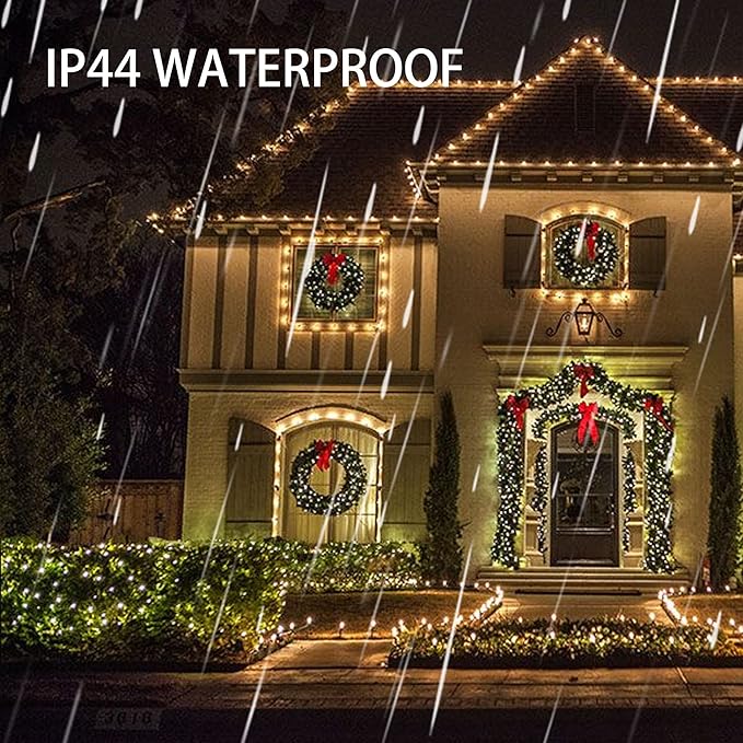 Dazzle Bright Christmas String Lights, 100 LED 33 FT Connectable Fairy Lights with 8 Modes, Waterproof Christmas Decorations for Indoor Outdoor Holiday Party Home Tree Decor (Warm White)