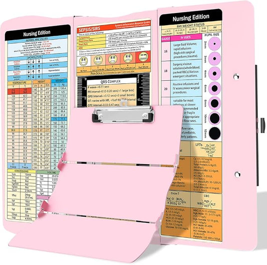 Nursing Clipboard Foldable Clipboard Medical: Edition Cheat Sheets Aluminum 3 Layers Foldable Clipboards Nursing Pocket Size Profile Clip Nurse Clipboards Notepad for Nurses Students and Doctors