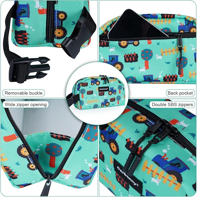 Cerbonny Small Cooler Bag Freezable Lunch Bag for Work School Travel,Small Lunch Bag,Small Insulated Bag For Kids/Adults,Freezer Lunch Bags,Mini Lunch Bag Fit For Yogurt,Suit for 3+(green vehicle)