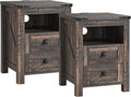 T4TREAM Farmhouse Nightstand Set of 2, Rustic End Table by T4TREAMFurniture