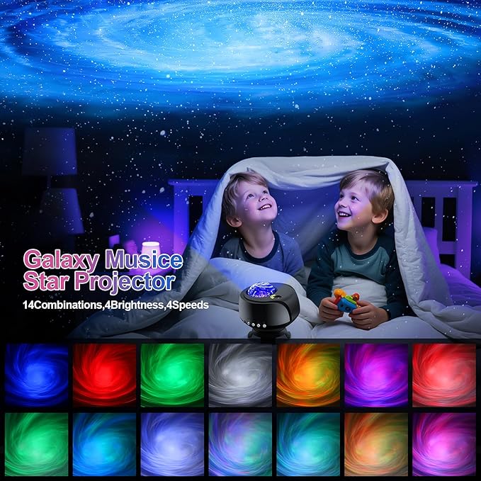 The Largest Coverage Area Galaxy Lights Projector 2.0, FLITI Star Projector, with Changing Nebula and Galaxy Shapes Galaxy Night Light