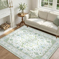 RELEANY Area Rugs 4'x6' Washable Non-Slip, Floral Vintage Distress Print by RELEANY