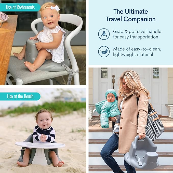Upseat – The Original Ergonomic Baby Floor & Booster Seat with Tray, Developed with Physical Therapists for Upright Posture & Healthy Hip Development, 4–24 Months, Dishwasher-Safe Extra-Large Tray