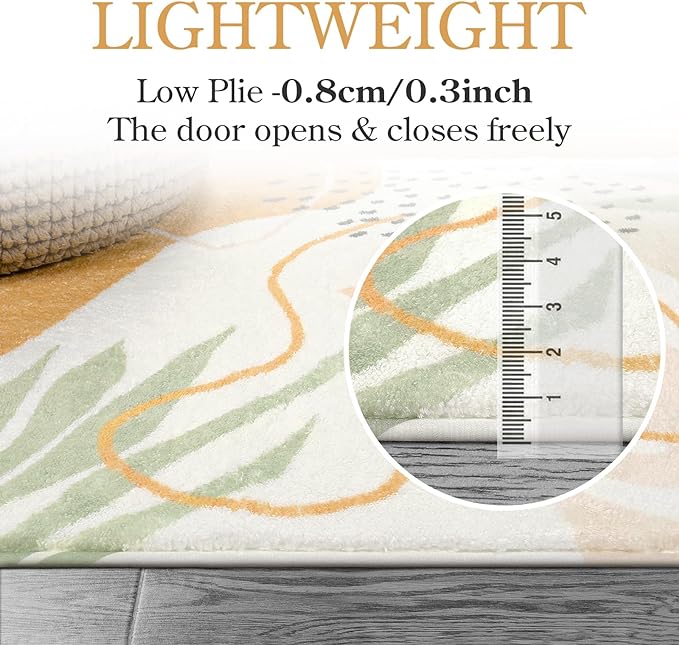 Lahome Boho Rugs for Living Room 8x10 - Washable Non-Slip Backing Large Carpet Ultra-Thin Throw Soft Bedroom Area Rug，Taupe Botanical Print Ultra-Thin Rug for Classroom Nursery Dining Room Farmhouse