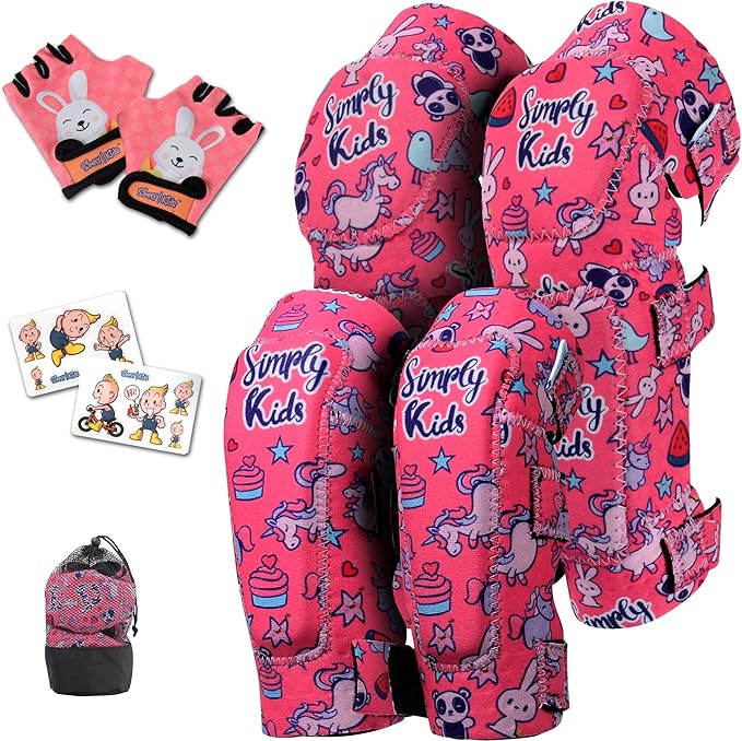 Soft-Style Kids Knee and Elbow Pads with Bike Gloves, Flexible Impact-Resistant Gear for Ages 2-11, Designed for Balance Bikes, Roller-Skating, and Skateboarding