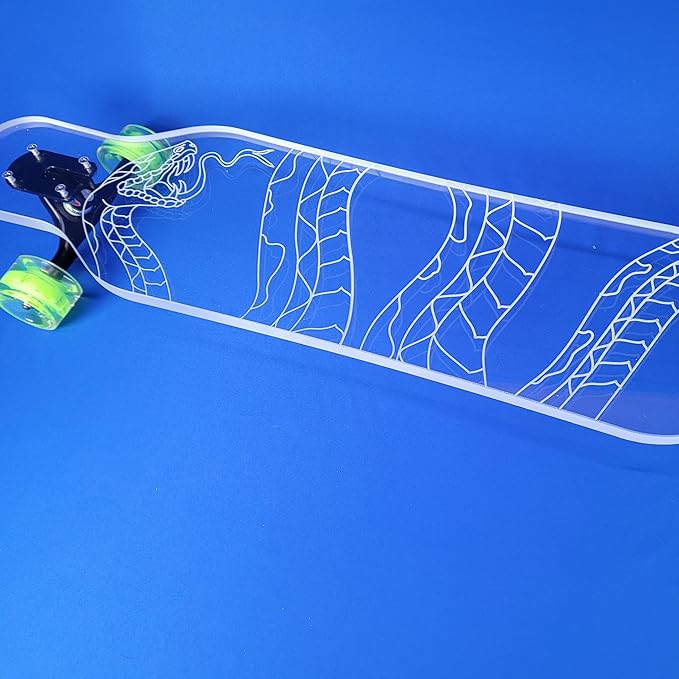 Clear Longboard Skateboard - Transparent Acrylic Long Boards with Light-Up LED Wheels for Smooth Rides - Ride The Streets in Style with Longboard Built for Beginners & Pros Alike