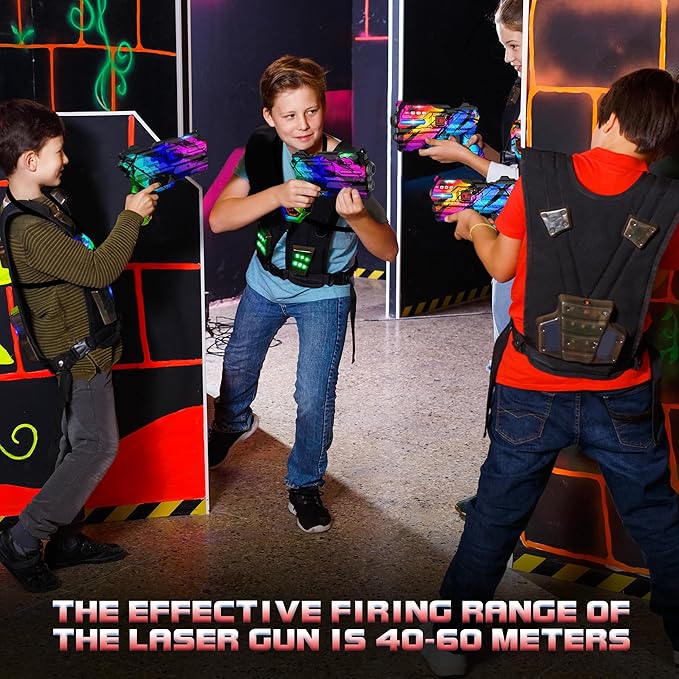 Laser Tag Guns Set of 4 Laser Tag Guns with Digital LED Score Display Vests,Gifts for Teens and Adults Boys & Girls,Adults and Family Fun,Gift for Kids Ages 8 9 10 11 12+Year Old Boy