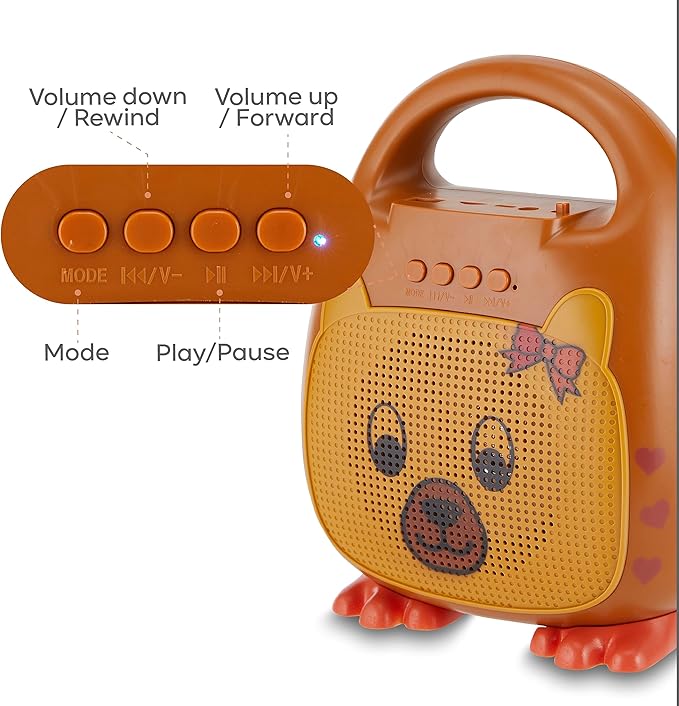 Singimals Kids Karaoke Speaker with Microphone - Unleash Your Child's Inner Superstar, Bluetooth v5.1, 12H Playtime, 5W Speaker, Multicolor LED Lighting, Theo The Bear