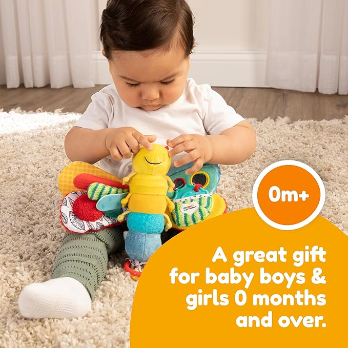 Lamaze Clip On Car Seat and Stroller Toy - Freddie the Firefly - Crinkle Car Seat Toys and Stroller Toys - Sensory Toys for Babies - Travel Toys for Car - Infant Toys Ages 0 Months and Up