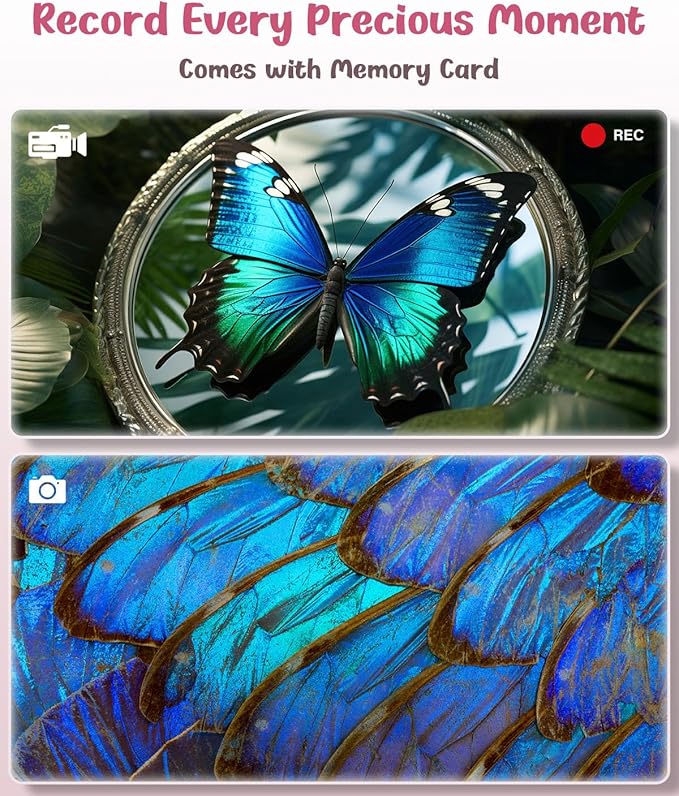 Microscope Camera for Kids Gifts Toys- Handheld Pocket Microscopes with 2.4" Screen and Autofocus - Mini Digital Educational Science Kit for Christmas Birthday for Age 3-5 5-7 8-12 Girls Boys(Pink)