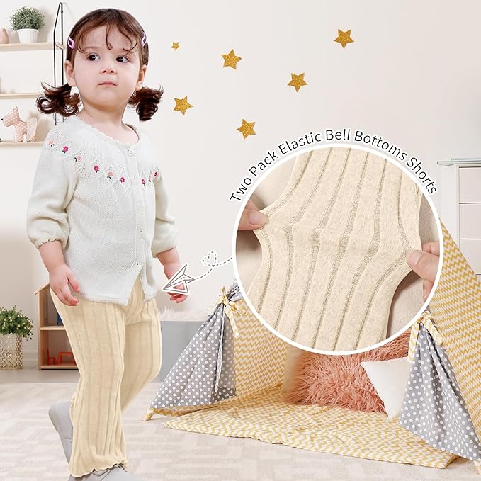 Neutocd Baby Girl Flare Pants Toddler Bell Bottoms Leggings Infant Stretchy Soft Trousers Solid Elastic Waist Pants