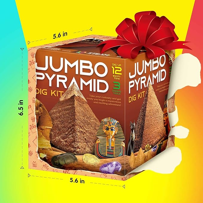 XXTOYS Pyramids Dig Kit, Ancient Egyptian Civilization Civilization Excavation Set Including Mummy Case Sun God Great Sphinx and More, STEM Science Educational Toys Archaeology Gifts for Boys & Girls