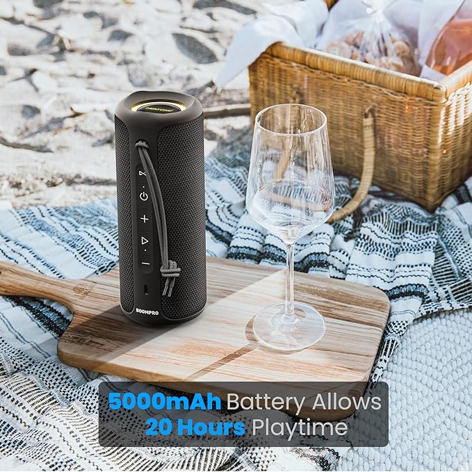 MIATONE Bluetooth Speakers 36W Portable Speaker with Stereo Sound Bass, Bluetooth 5.3 Wireless USB Type C Outdoor, 5000mAh 24H Playtime IPX7 Waterproof, Boy Friend Gifts for him (Black)