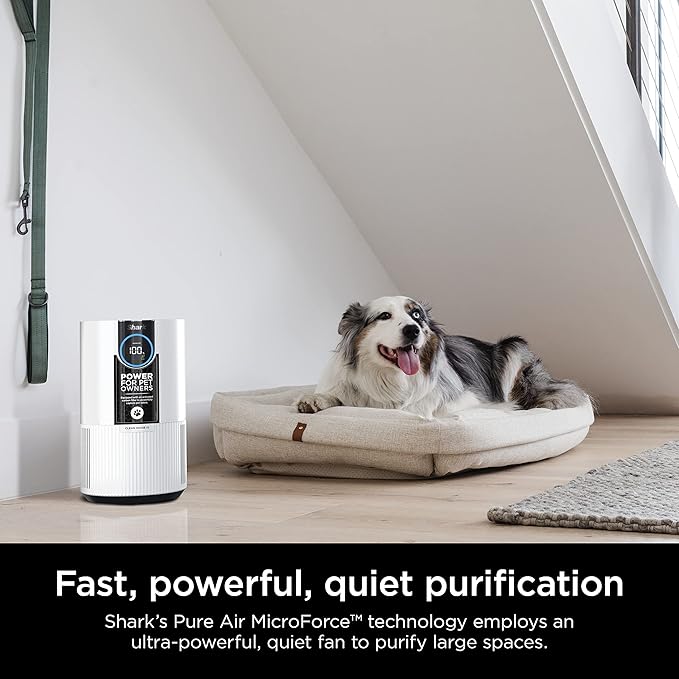 Shark Air Purifier For Home Pets, Allergies, Pet Hair, HEPA Air Filter, 500 Sq Ft, Small Room, Bedroom, Odor Eliminator Clean Sense, Captures 99.98% of Particles, Pet Dander, Fur, Allergens HP102PET
