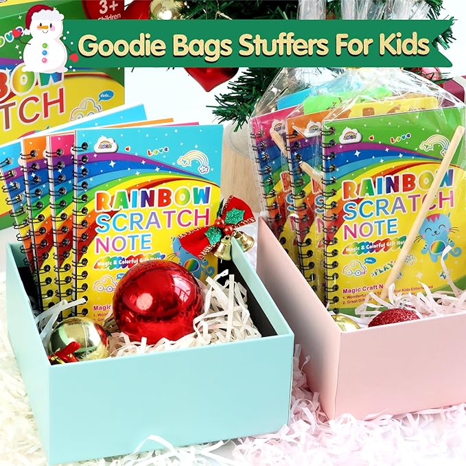 ZMLM Rainbow Scratch Party Favors Kids: Birthday Gifts Toy Bulk Scratch Art Notebook 24 Pack Birthday Goodie Bags Stuffers Girls Boys Art Craft Kit Pads Classroom Prizes School Supplies Teacher Return