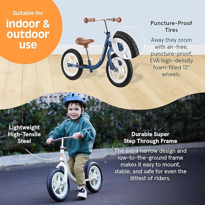 Retrospec Cub Toddler 12" Balance Bike, 18 Months - 3 Years Old, No Pedal Beginner Kids Bicycle for Girls & Boys, Flat-Free Tires, Adjustable Seat, & Durable Frame