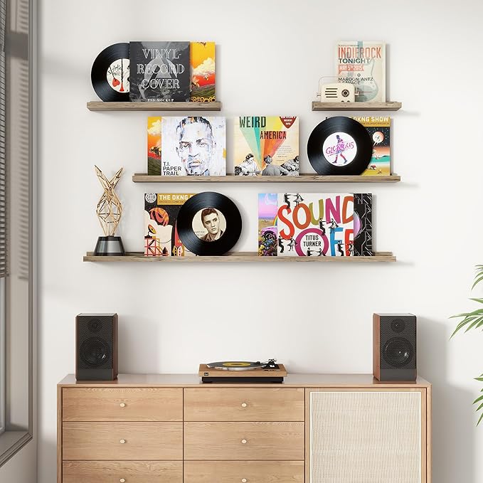 Floating Picture Ledge Shelves for Wall Set of 4, 56 Inch Wall Shelves with Lip Long Large Nursery Book Shelf for Toys Storage Kids Bookshelf Wall Mounted Living Room Bedroom Decor Frames