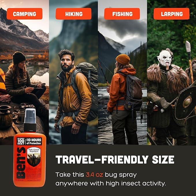 Ben's 100 Tick & Insect Repellent - Alcohol-Free DEET Insect Repellent Pump Spray - Offers 10 Hours of Protection for Adults & Children -3.4 Fl Oz (2 Pack)