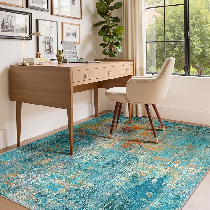 RELEANY Washable Area Rugs 4'x6' Non-Slip Modern Abstract Soft - Image 7