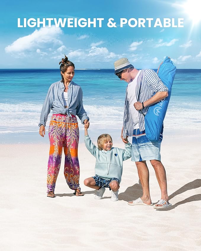 OutdoorMaster Beach Tent with Blackout Shelter Technology, Portable Beach Shade Sun Shelter Canopy for 4-6 Person with UPF 50+ UV Protection, Easy Setup Pop Up Tent Family Size