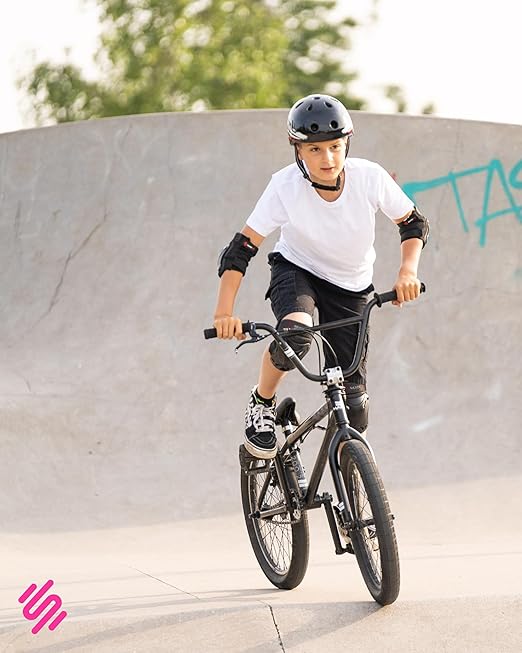 SKATEWIZ Knee Pads for Kids - Knee and Elbow Pads Set - PROTECT-1 - Size M Pink White - Wrist Guards for Skating, Skateboard, BMX and Scooter 8-12