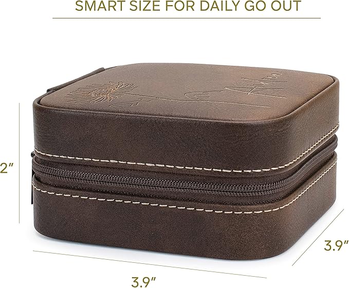 Custom Leather Customized Jewelry Organizer Box w/Name & Birth Flower Month - Birthday Gifts for Women, Mom Personalized Jewelry Travel Case - Beige