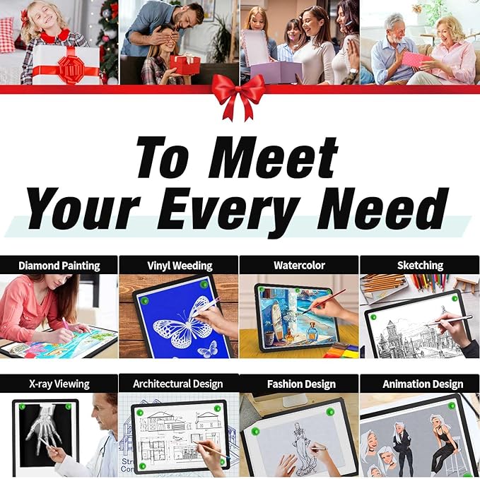 Up To 9000Lux Super Bright A4 Light Pad,Rechargeable light box with 4000mAH Lithium Battery for Cricut Weeding Vinyl Tool,Magnet light box for tracing,light board for Diamond Painting,Sketching,Tattoo