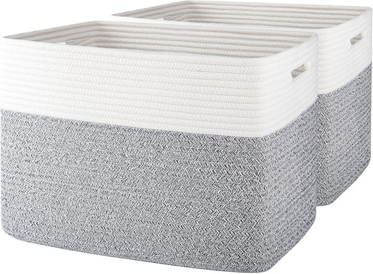 OIAHOMY Storage baskets for Shelf, Toy Storage Basket, Collapsible Storage Bins, Blanket Basket Living Room, Closet Storage for Bedroom, 16.5 x 13 x 12 Inches-Pack of 2-Brown