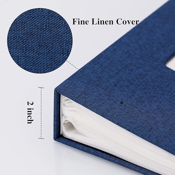 Vienrose Linen Photo Album 300 Pockets for 4x6 Photos Fabric Cover Photo Books Slip-in Picture Albums Wedding Baby Blue