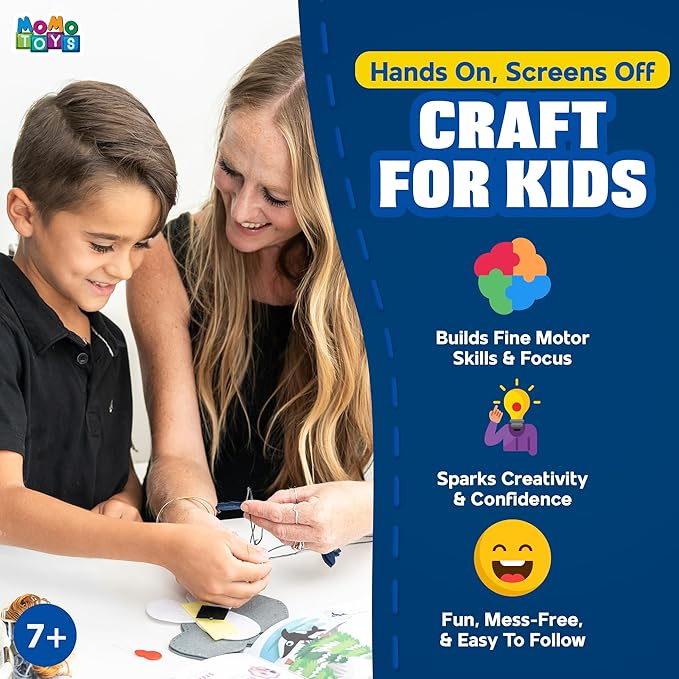 MOMOTOYS Arctic Animals Beginner Sewing Kit for Kids Ages 7+ – Includes 9 Kids Sewing Projects with Tools & Art Supplies – DIY Felt Crafts for Girls & Boys – Gifts for 7, 8, 9, 10, 11, 12 Year Old