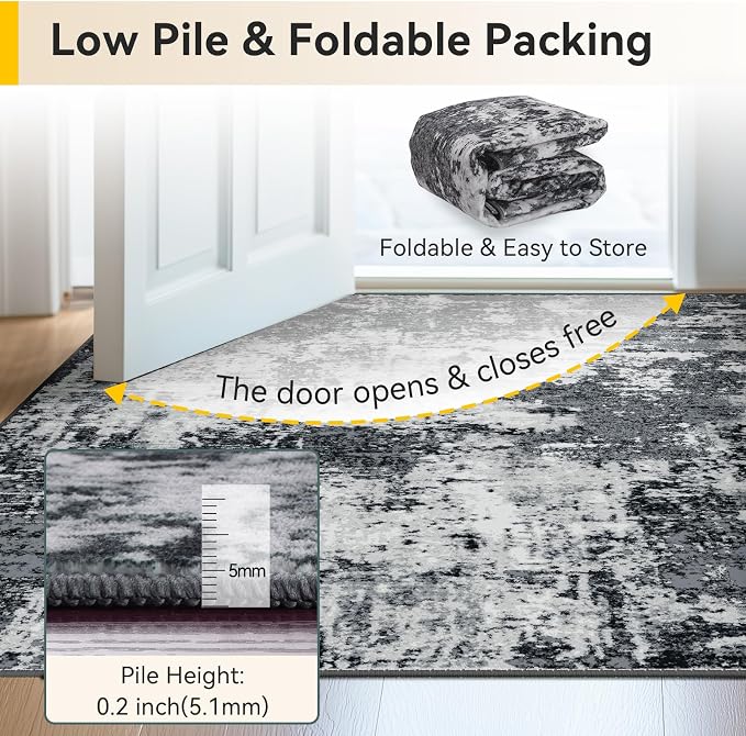 RELEANY Washable Area Rugs 3x6 Non-Slip Modern Abstract Soft - Image 5
