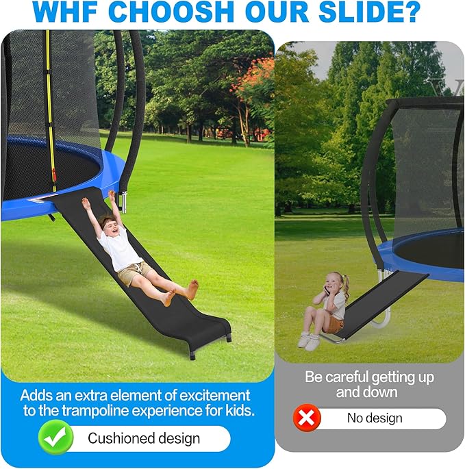 Universal Trampoline Ladder Trampoline Slide for Kids Climb Up & Slide Down, Outdoor Trampoline Slide Attachment, Easy to Install, Fit All Kinds of Trampolines, Black