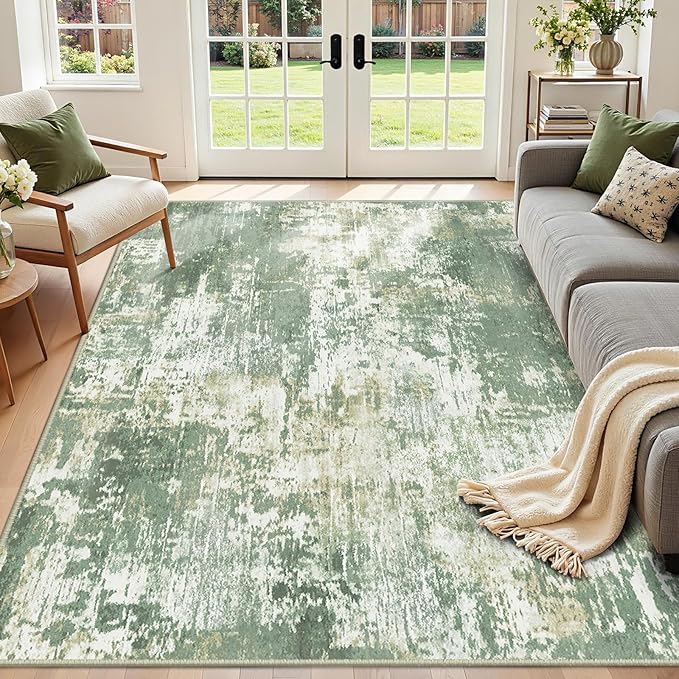 RELEANY Washable Area Rugs 4'x6' Non-Slip Modern Abstract Soft - Image 8