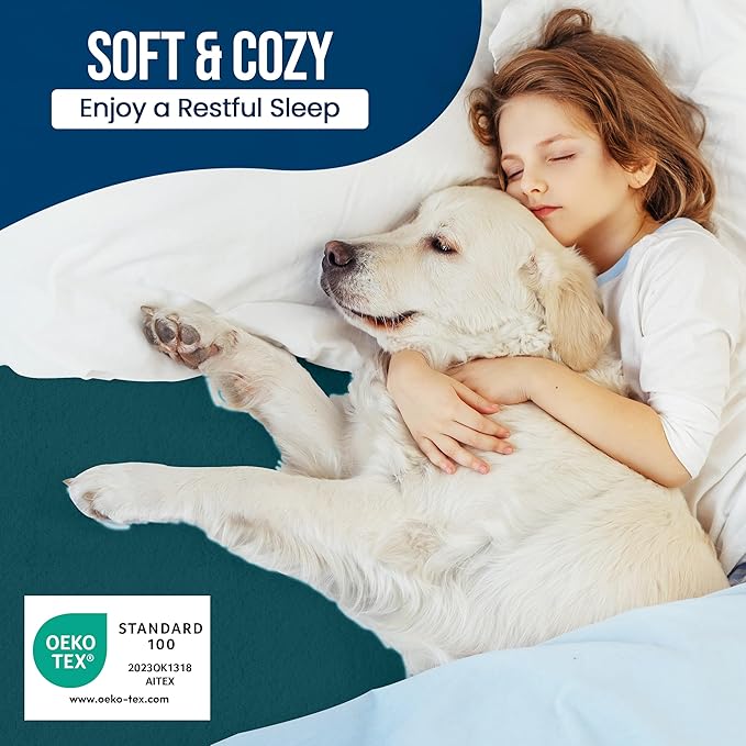 Utopia Bedding Waterproof Mattress Protector Queen Size, Premium Terry Mattress Cover 200 GSM, Breathable, Fitted Style with Stretchable Pockets (Teal)