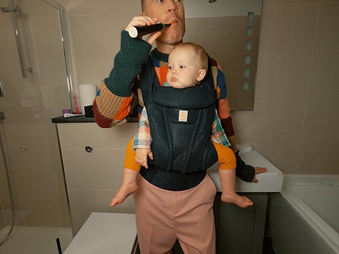 Ergobaby Omni Deluxe Baby Carrier Newborn to Toddler - Breathable Baby Carriers for Summer - All-Position Carrier with Enhanced Lumbar Support & Airflow (7-45 Pounds), Mesh, Graphite Grey