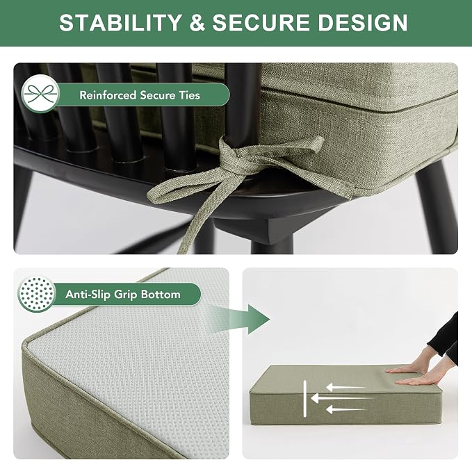 Summsun Water Resistant Outdoor Chair Cushions, Faux Linen Backrest and Deep - Image 4