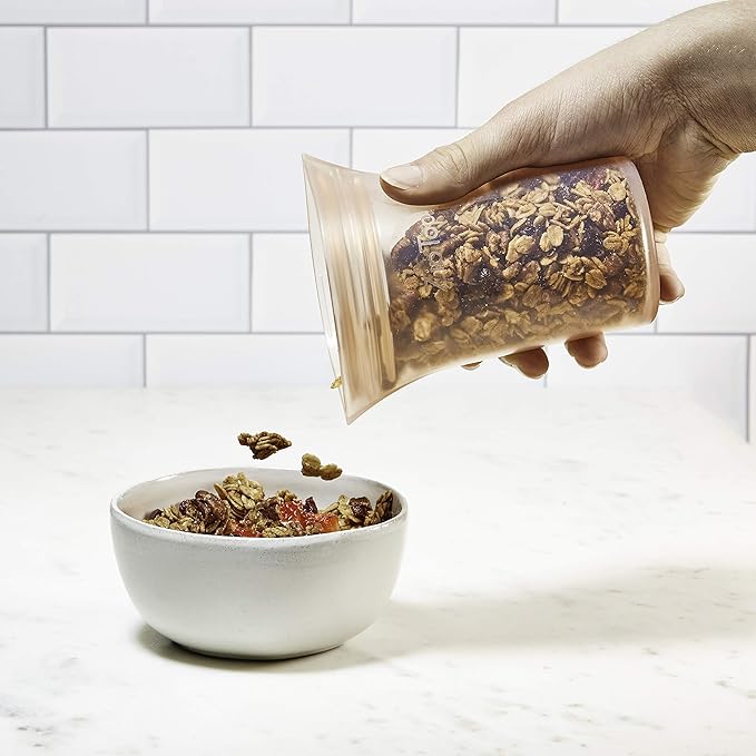 Zip Top Reusable Food Storage Bags | Small Cup [Lavender] | Silicone Meal Prep Container | Microwave, Dishwasher and Freezer Safe | Made in the USA