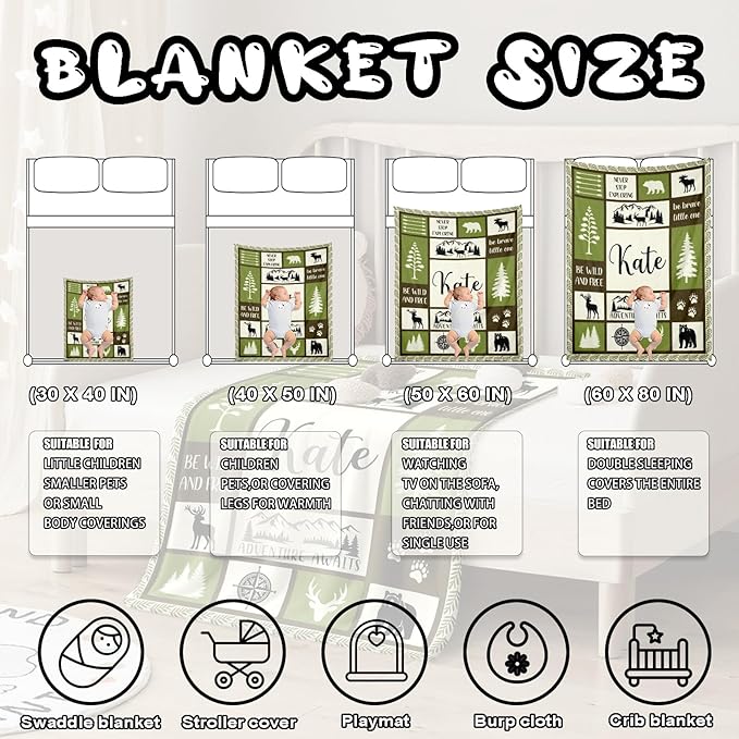 Ship Next Day, Personalized Baby Blanket – Printed in USA, Custom Baby Blanket for Boys & Girls, Baby Blanket with Name, Baby Shower, Easter, Christmas, Birthday Newborn & Toddler Gifts, Baby Gifts