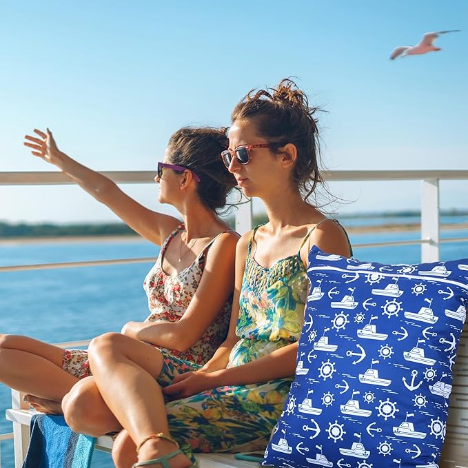 Shappy 2 Pcs Large Travel Laundry Bag Washable Waterproof Wet Dry Large Dirty Clothes Bag Bathing Workout(Navigation)